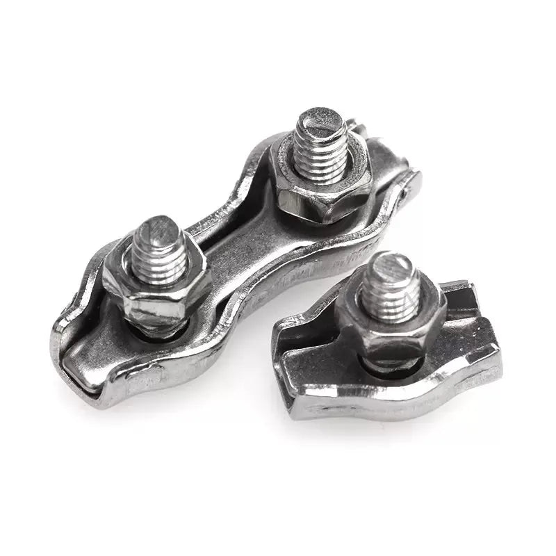 Waterproof Stainless Steel Wire Rope Clips | Single and Double Grips for M2-M6 Cabl additional angle