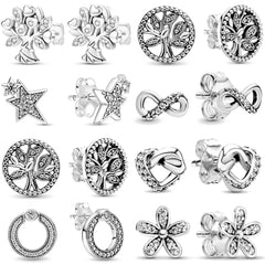 Hot Sell Double Hoop Family Tree Crown Fit Original Charms Diy Fine Jewelry Gift For Women Accessori