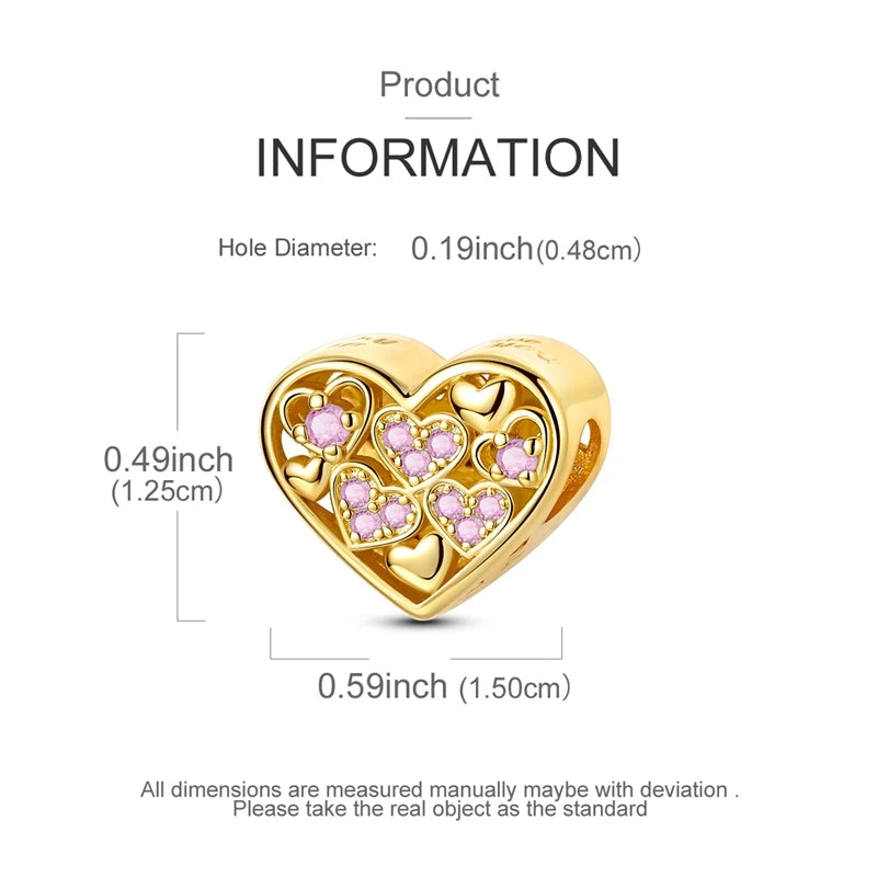 925 Sterling Silver Gold Zircon Irregular Bracelet Charm Bead additional angle