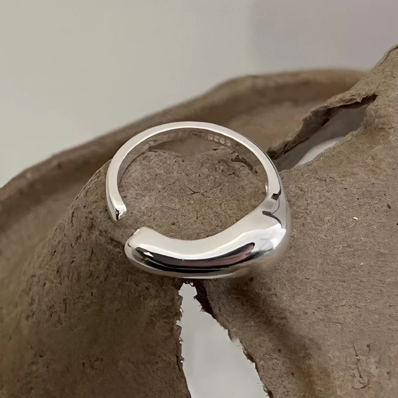 925er Sterling Silber Mattierter Geometrie-Ring | Texturierter breiter Bandring für Frauen