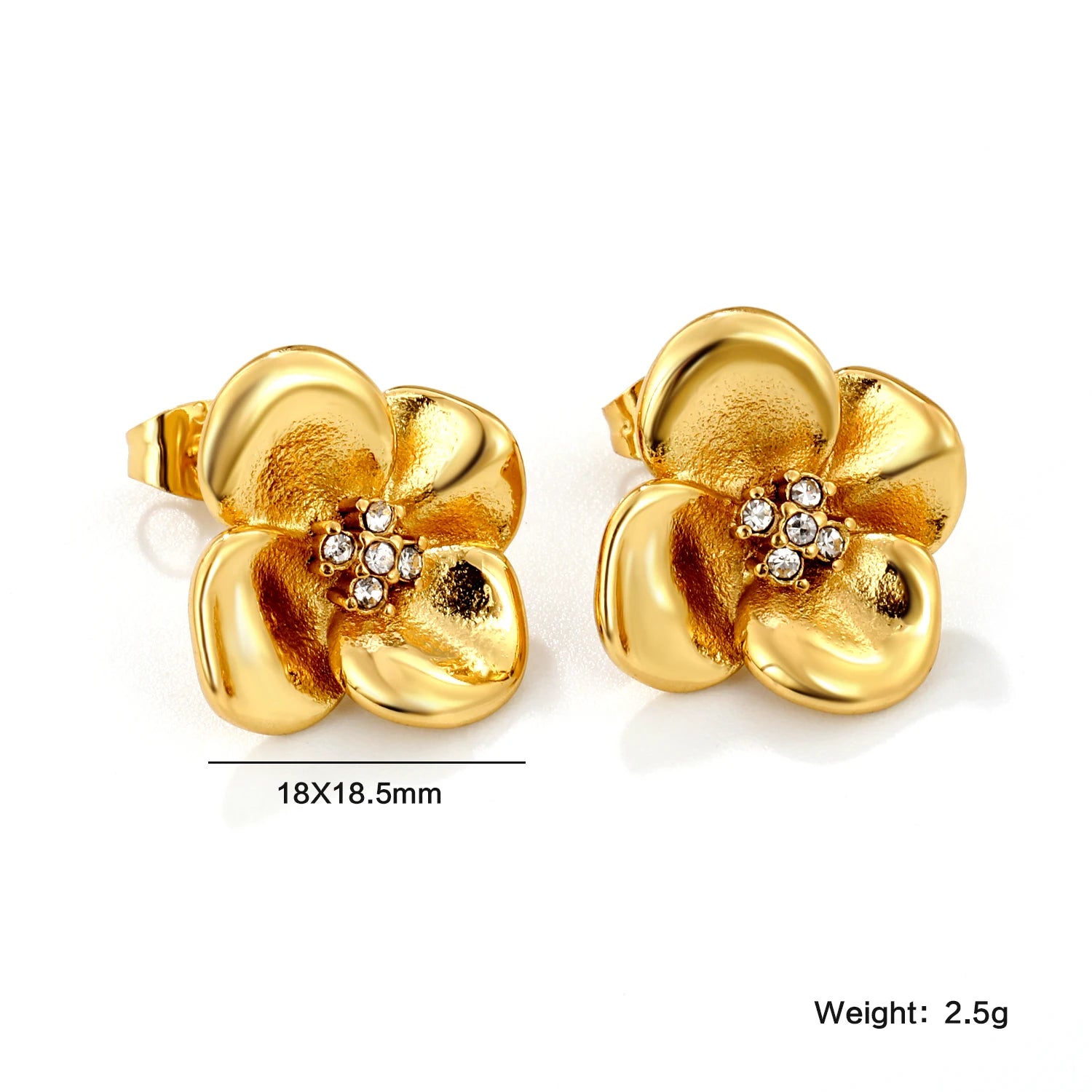 LUXUKISSKIDS Fairy Flower Earrings Stud | Gold-Plated Stainless Steel Piercing Jewelry f detail view