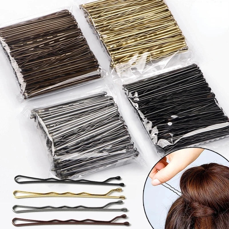 50Pcs Gold Hairpins for Women Hair Clip Lady Bobby Pins Black Invisible Wave Hairgr additional angle