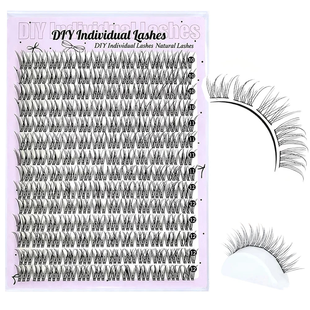 168 Lashes, C-Curl/D-Curl Mixed-Length Natural Volume, DIY Self-Application Eyelash Extensions  Individual Lash Applications