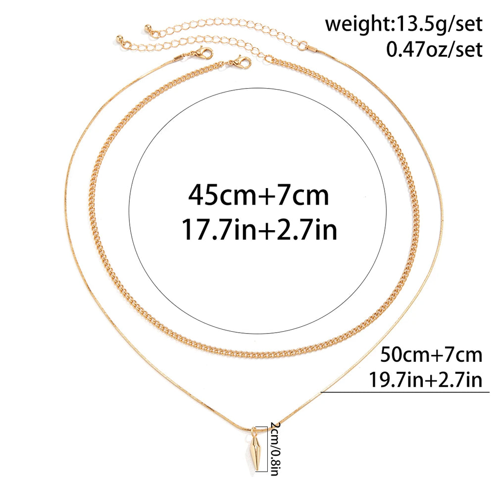 KunJoe 2pcs/set Stainless Steel Metal Rivet Pendant Thin Snake Chain Necklace for M additional angle