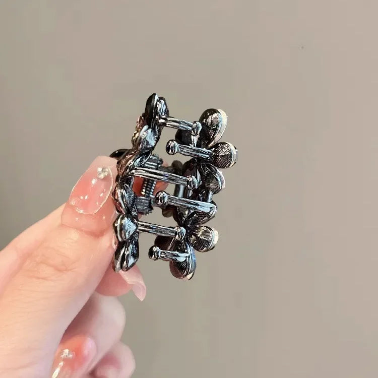 Light Luxury Imitation Crystal Flower Hair Gripper High-end Small Shark Clip Womens Back of Head Hair Clip Korean Style Headwear