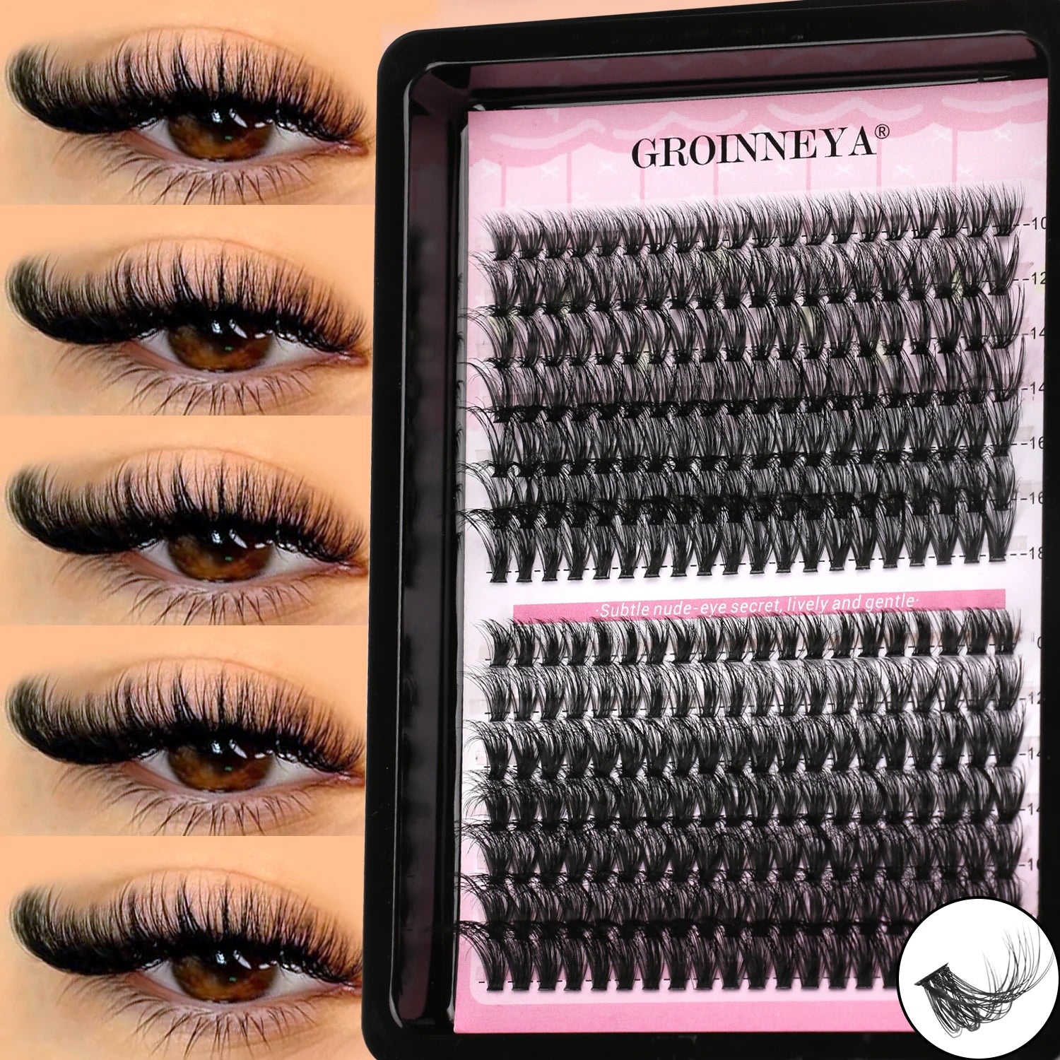 GROINNEYA Lash Clusters Wispy Eyelash Clusters Eyelash Extensions Natural Volume Lash Extensions DIY Individual Lashes Makeup