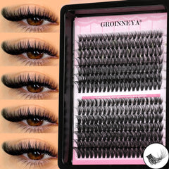 GROINNEYA Lash Clusters Wispy Eyelash Clusters Eyelash Extensions Natural Volume Lash Extensions DIY Individual Lashes Makeup