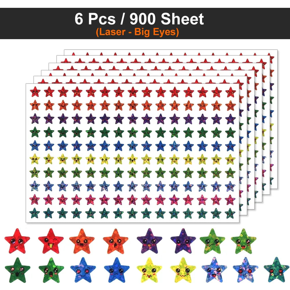Happy Face Stars Reward Sticker Pack | 450-3000 Sheets for DIY Decor detail view