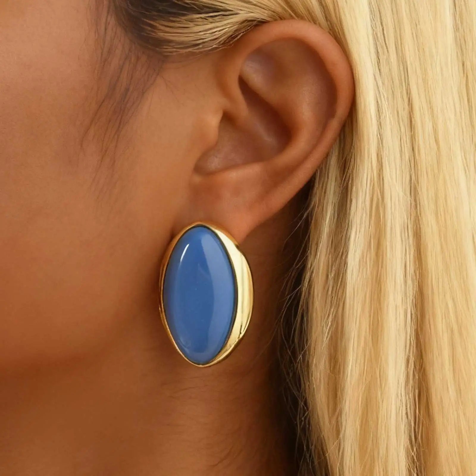 Exaggerated Retro Geometric Ellipse Stud Earrings for Women Personality Oval Earrings Trend Wedding Bride Party Dangle Jewelry