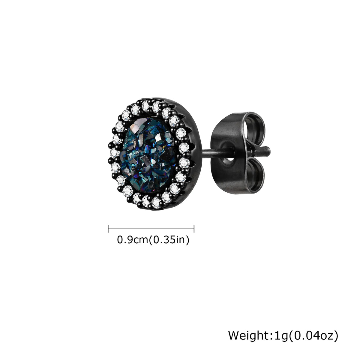 Shattered Zircon Stud Earrings for Men Boys | Hypoallergenic Round Minimalist Jewelry alternate view