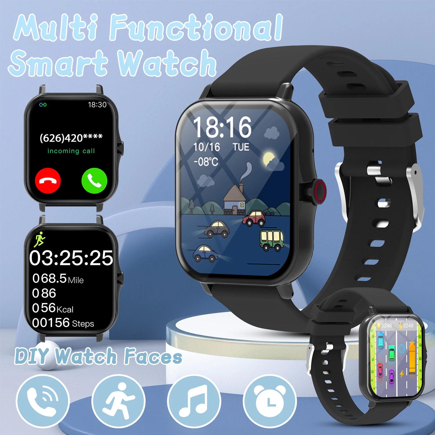 2026 Smartwatch with 1.83-Inch Screen | Bluetooth Call Fitness Tracker for Kids and Ad close-up view