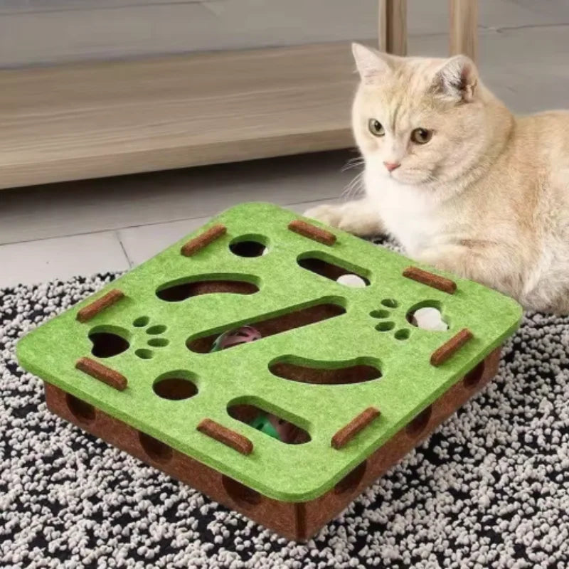 Interactive Maze Cat Toy | Felt Plush Puzzle with Bell Ball lifestyle view