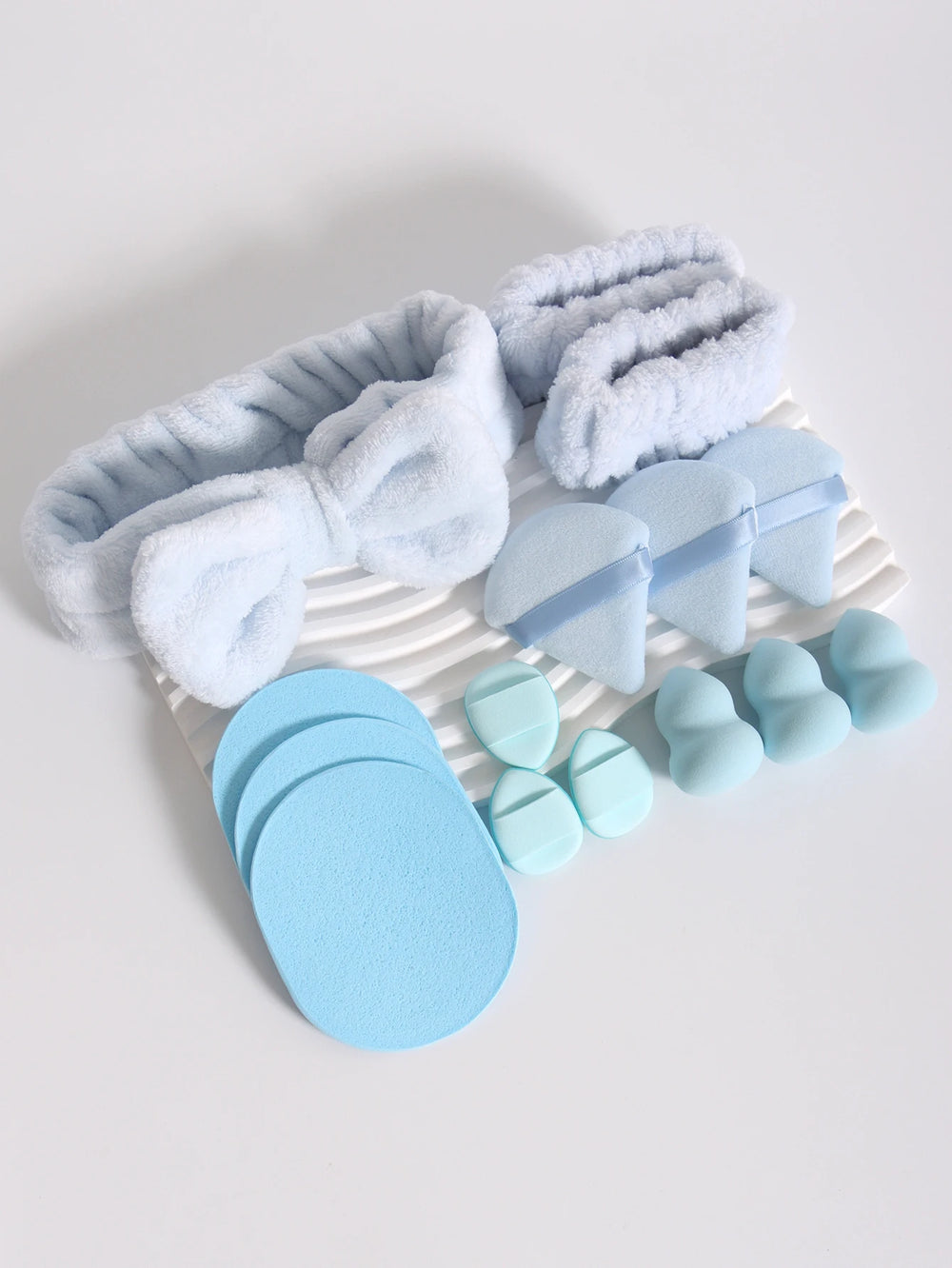 15Pcs Multi-Colored Fluffy Headband and Makeup Sponge Set | Sweet Style Beauty Kit alternate view