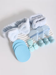 15Pcs Multi-Colored Fluffy Headband and Makeup Sponge Set | Sweet Style Beauty Kit alternate view