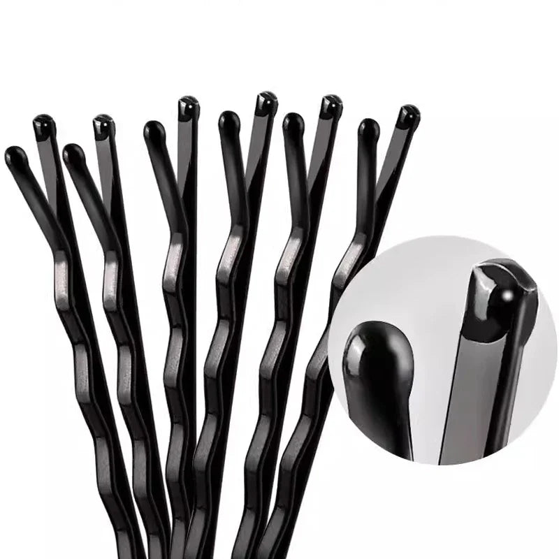 50-600pcs Black Straight Line Hair Clip U-shaped Needle Lady Hairpins Curly Wavy Grips close-up view