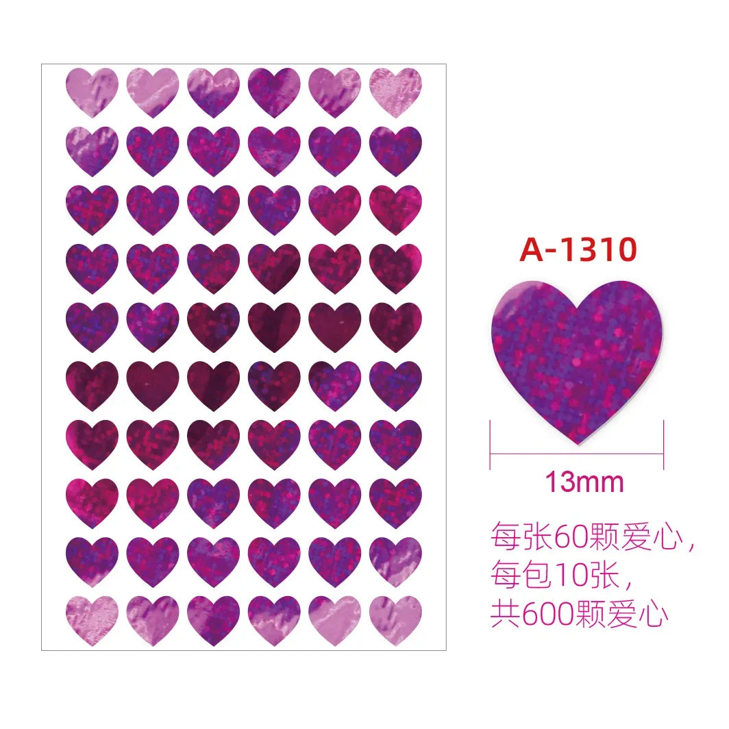 10sheet Glitter Heart Style Sticker for DIY Decor Scrapbook Journal 3MM Mini Heart St alternate view