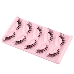 5 Pairs Cat Eye Lashes Natural Eyelashes Winged End Eye Elongated Eyelashes Clear Band close-up view