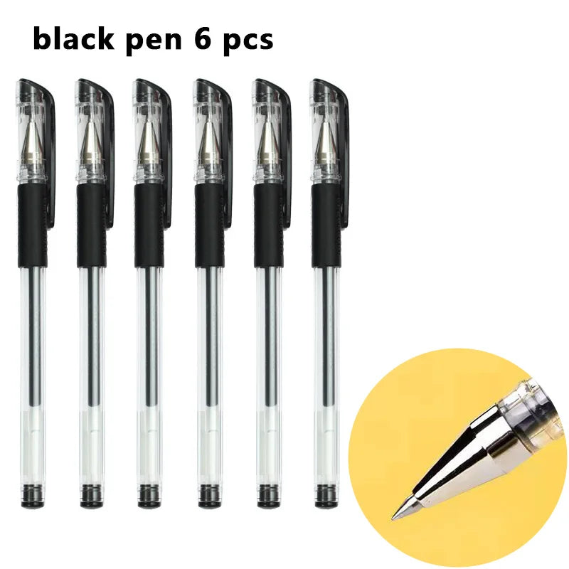 Pens Set Black Blue Red Refill Gel Pen Bullet Tip 0.5mm School detail view