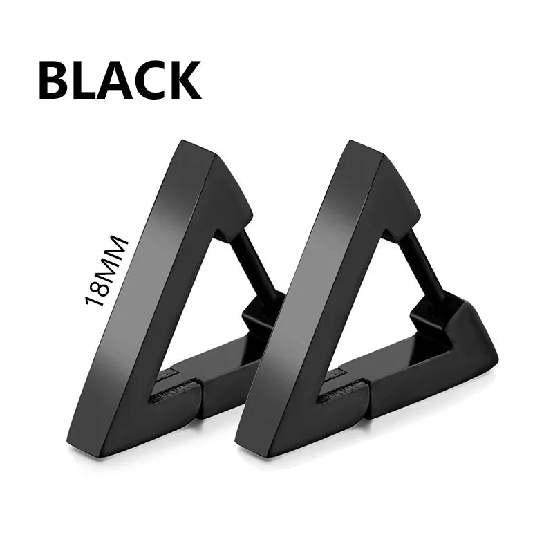 1 Pair Stainless Steel Geometric Triangle Unisex Punk Rock Earrings Women Men Piercin alternate view