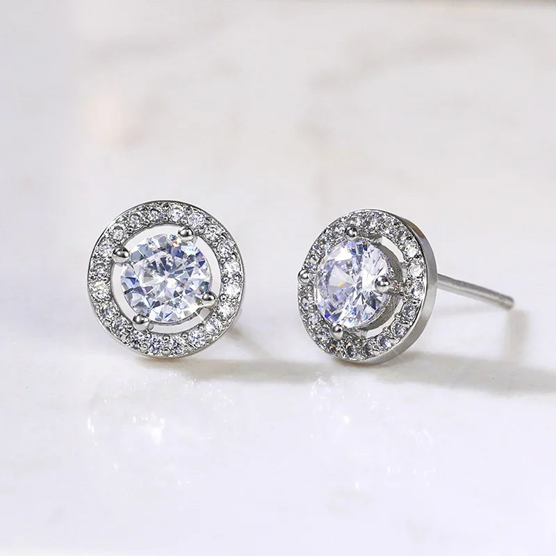 Huitan AAA CZ Stud Earrings for Women | Romantic Elegant Cubic Zirconia Jewelry in additional angle