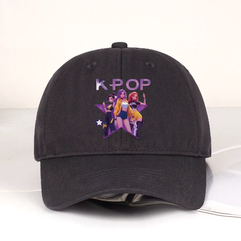K-POP Cartoon Girl Group Baseball Cap | Unisex Retro Adjustable Dad Hat lifestyle view