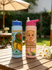 1 Piece 750ml (26 fl oz) Cartoon Printed Straw Cup, Summer Plastic Water Bottle, BPA alternate view