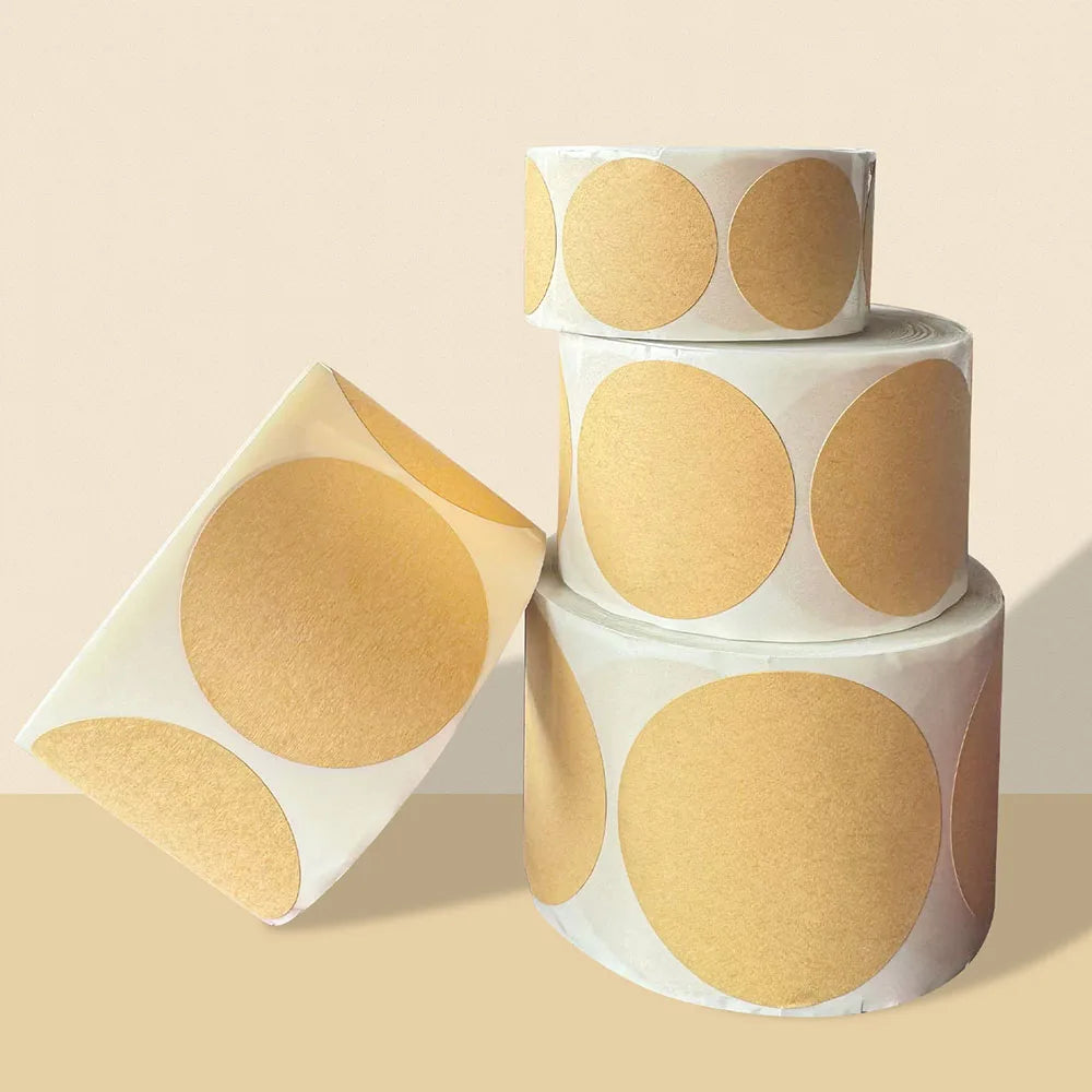 Kraft Round Self-Adhesive Labels | 500pcs per Roll for Organizing and Personalizing additional angle