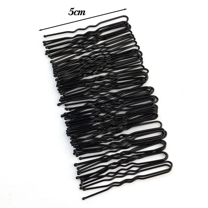 5/6/7cm U-Shaped Wavy Hair Clips Bobby Pin Barrette Salon Grip Black Metal Hairpins D alternate view