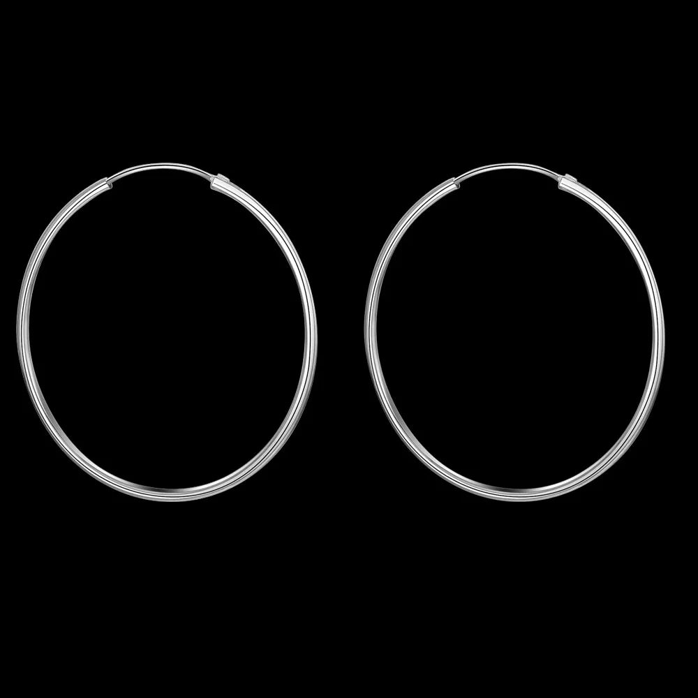 925 Sterling Silver Large Circle Hoop Earrings | Wedding Fine Fashion Jewelry detail view