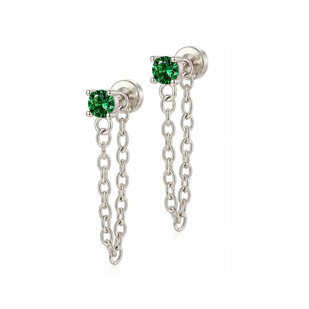 EVISPOL 18G Stainless Steel Flat Back Stud Earrings for Women Men Hypoallergenic Gree alternate view