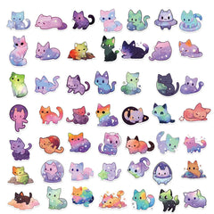 50PCS Colorful Starry Sky Cat Waterproof Graffiti Stickers | Decals for Helmet, Bicycl close-up view