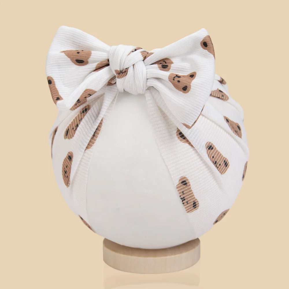 Baby Turban Hats with Prints | Soft Knit Newborn Caps close-up view