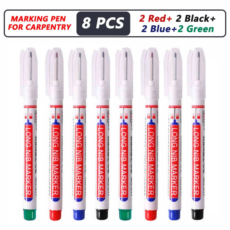Deep Hole Long Nib Markers for Metal Wood Tile | 8-Pack Waterproof Marking Pens alternate view