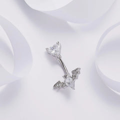 Gothic Punk Zircon Bat Navel Piercing Belly Ring Barbell Earrings Belly Button Rings f close-up view