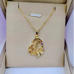 Mama Heart Pendant Necklace | Stainless Steel Crystal Choker for Women