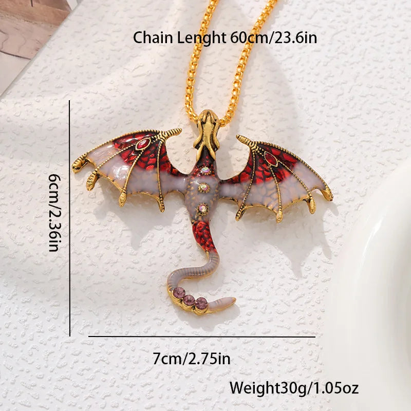 Goth Fly Dragon Pendant Necklace | Punk Snake Chain Choker for Men and Women additional angle
