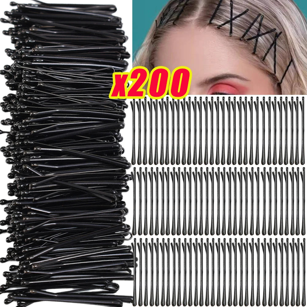3.5CM Ultra-Invisible Black Straight Line Hair Clip Long-Lasting U-shaped Needle Lady Hairpins Curly Wavy Grips Women Bobby Pins