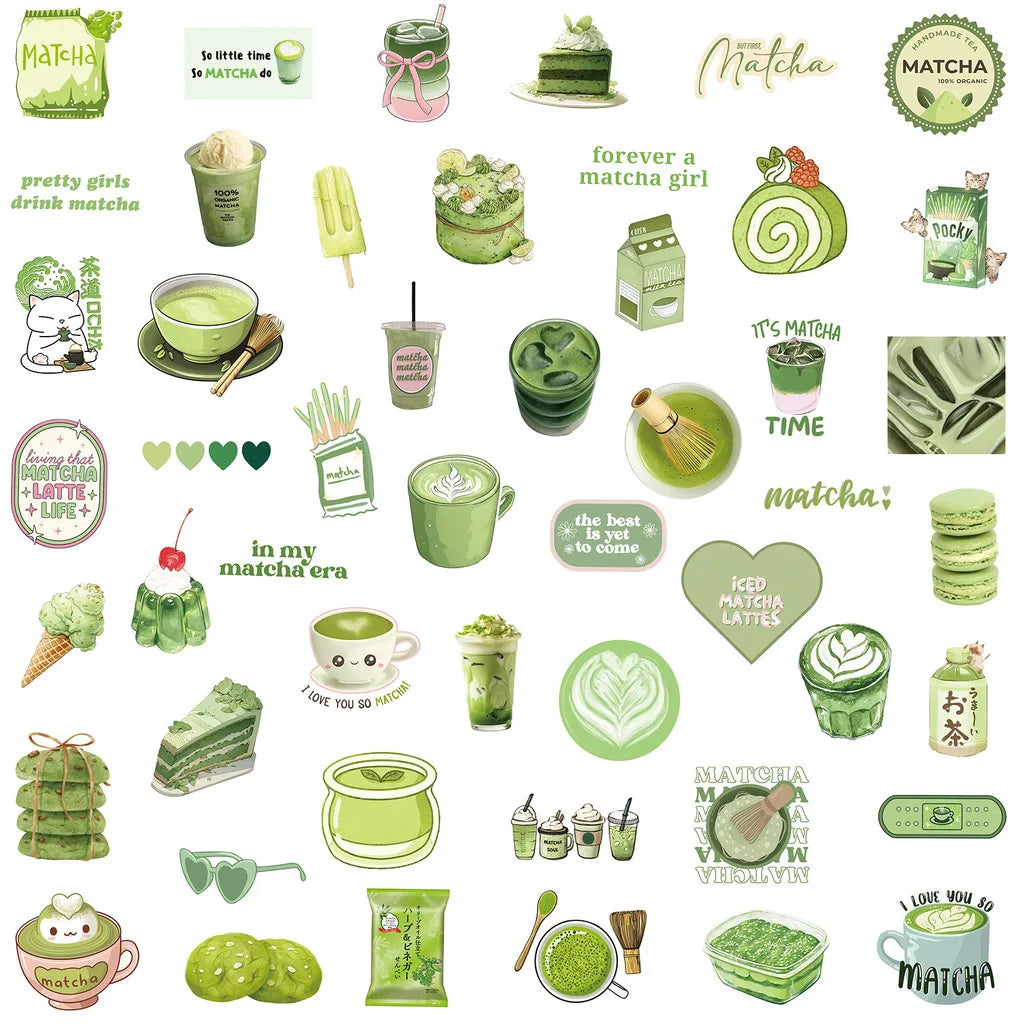 50Pcs Matcha Girl Stickers | Cute Cartoon Decals for Notebooks, Skateboards & Luggage detail view