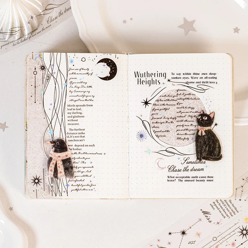 Journal GO 3x200cm Poems Sky PET Tape Stickers Decorative Adhesive Tape Diy Scrapbooking Collage Junk Journal Album Card Decor