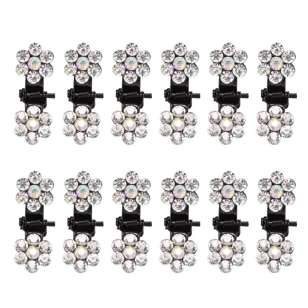 12Pcs Fashion Small Cute Crystal Flowers Metal Mini Hair Claws Hair Clips Girls Hairs alternate view