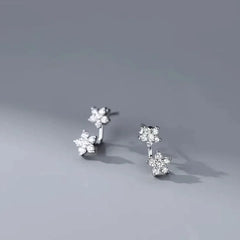 3PCS Double Flower Tragus Stud Earring Set | Cartilage Hoop and Helix Jewelry for Women detail view