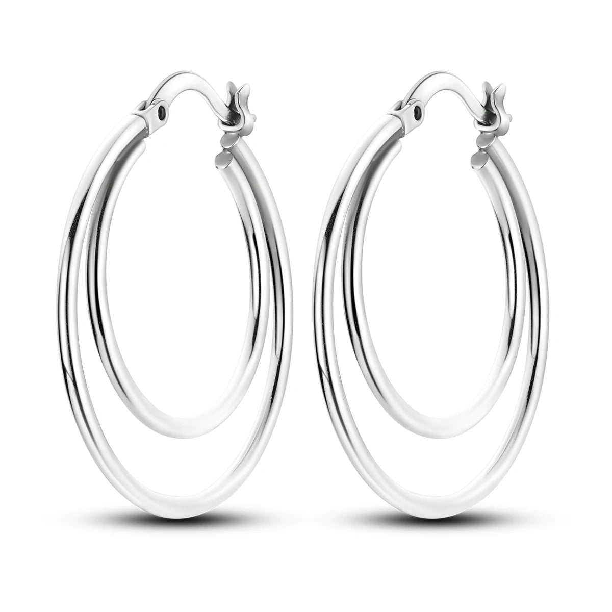 Original 925 Sterling Silver Women Hoop Earrings High Quality Shine Zircon U Shaped additional angle
