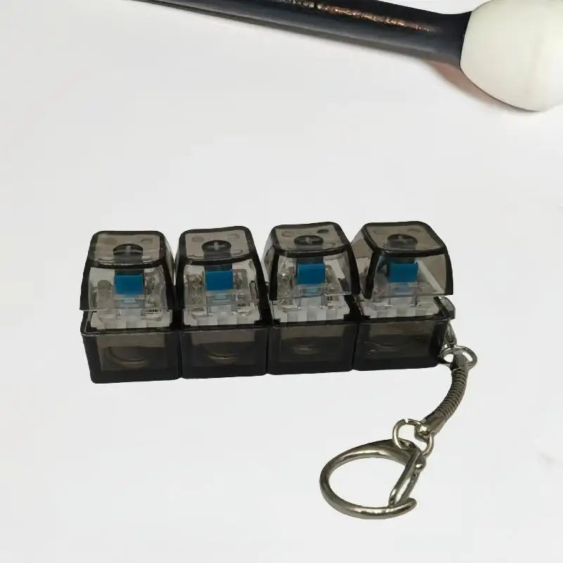 ♥4-Key LED Light Up Mechanical Keyboard Keychain, Fidget Clicker Keyring with RGB Bac alternate view