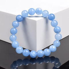 Natural Aquamarins Quartzs Beads Bracelet Women Men 6mm 8mm Sky Blue Stone Round Bead Br detail view