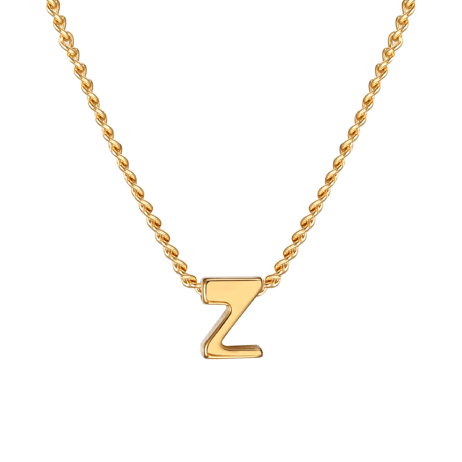 Vnox Chic Tiny A-Z Letters Necklaces for Women Girls, Gold Color Stainless Steel Init alternate view