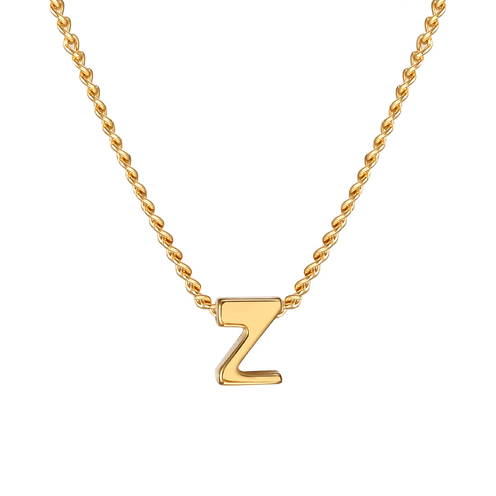 Vnox Chic Tiny A-Z Letters Necklaces for Women Girls, Gold Color Stainless Steel Init alternate view