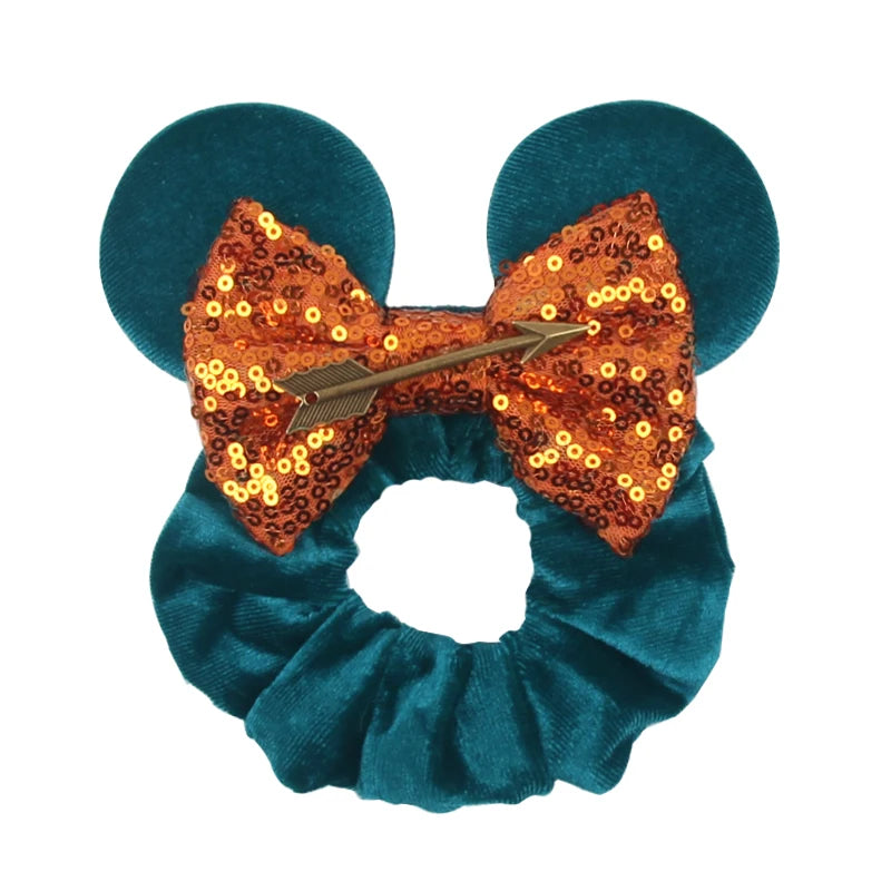 Women Ears Hair Scrunchies Velvet Hairbands For Girls Sequins Bows Headband Women Tri alternate view
