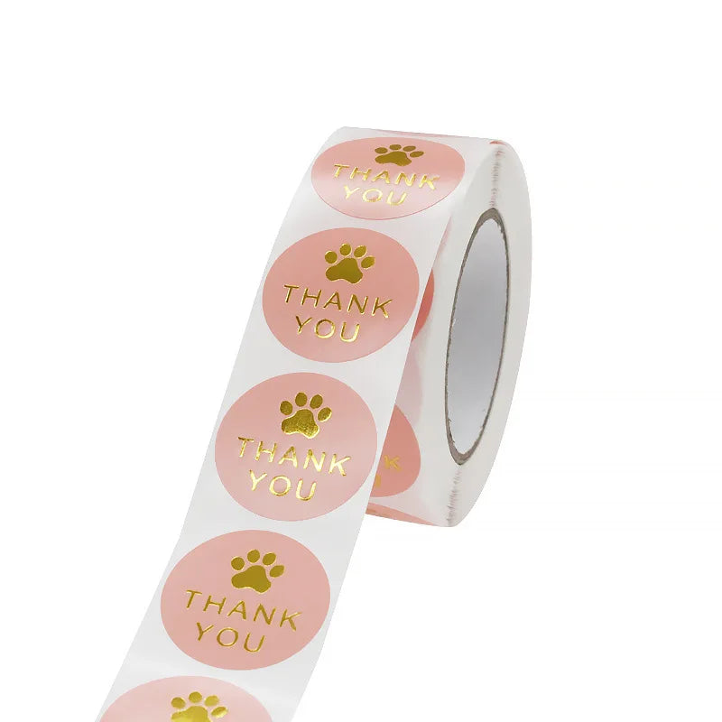 1 Inch Gold Foil Paw Thank You Stickers | Cute Business Supplies alternate view