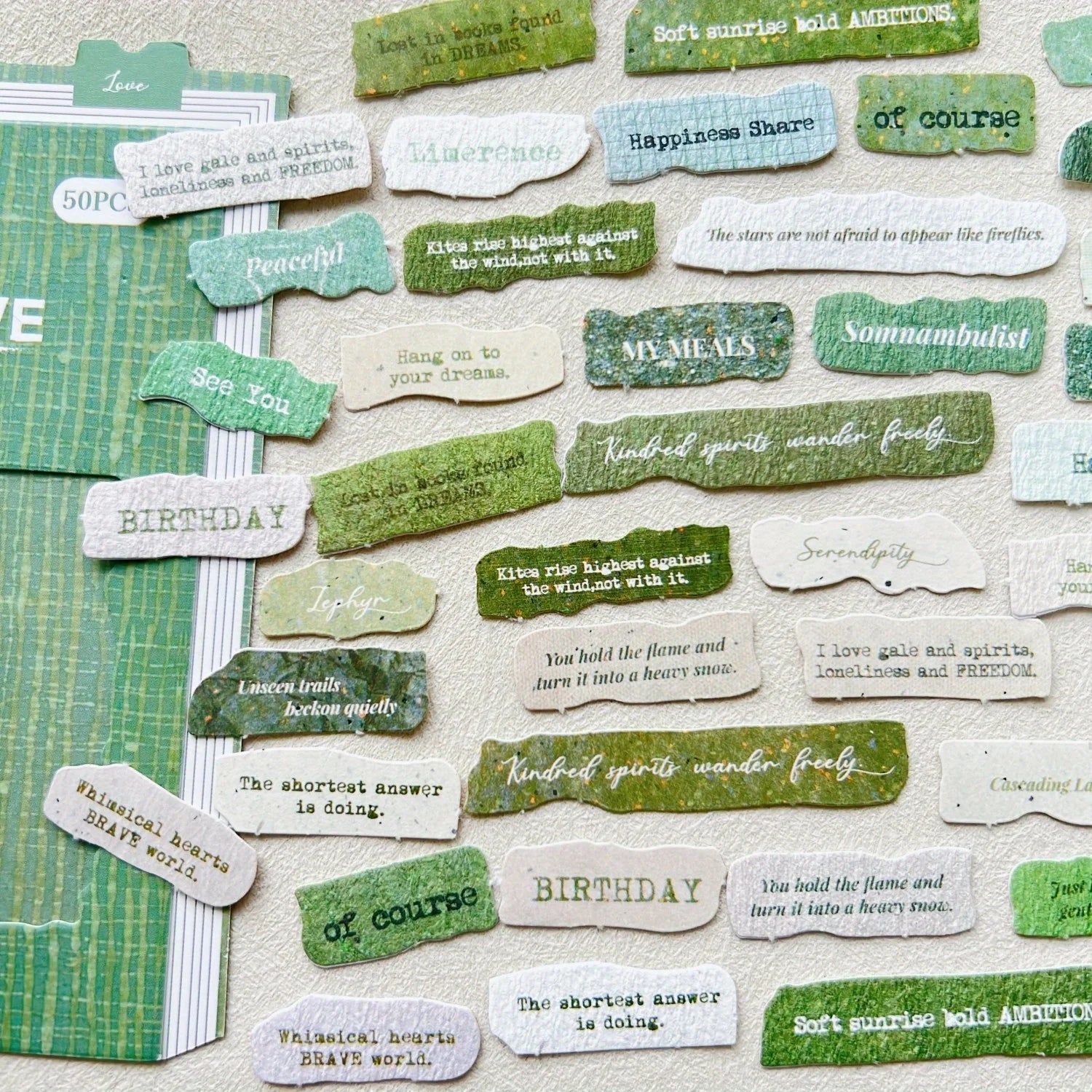 50 Pcs English Label Sticker Package | Junk Journal Scrapbook Embellishment Kit lifestyle view