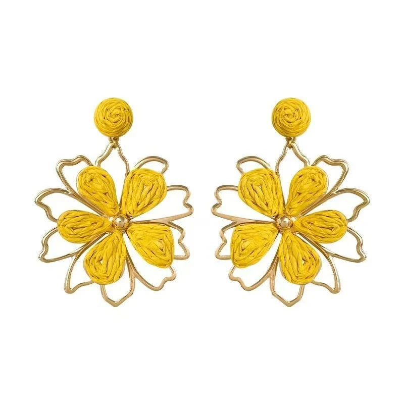 Cute Summer Flower Earrings Handmade Vacation Bohemian Earrings Exaggerated Beach W additional angle